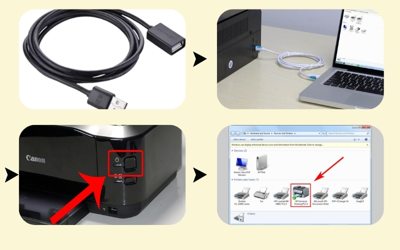 Cách kết nối máy in Canon với máy tính qua cáp USB