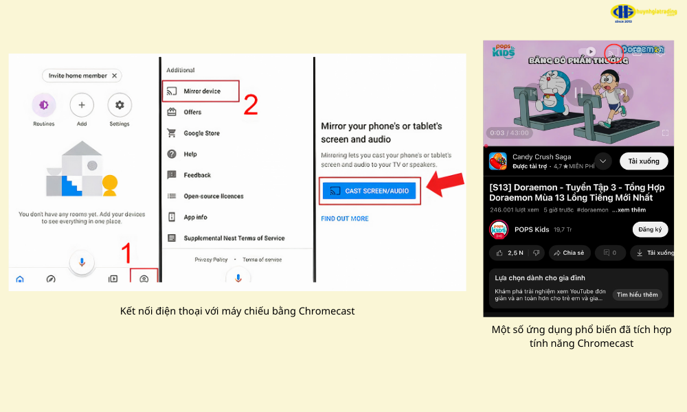 Sử dụng ứng dụng Chromecast để kết nối điện thoại với máy chiếu