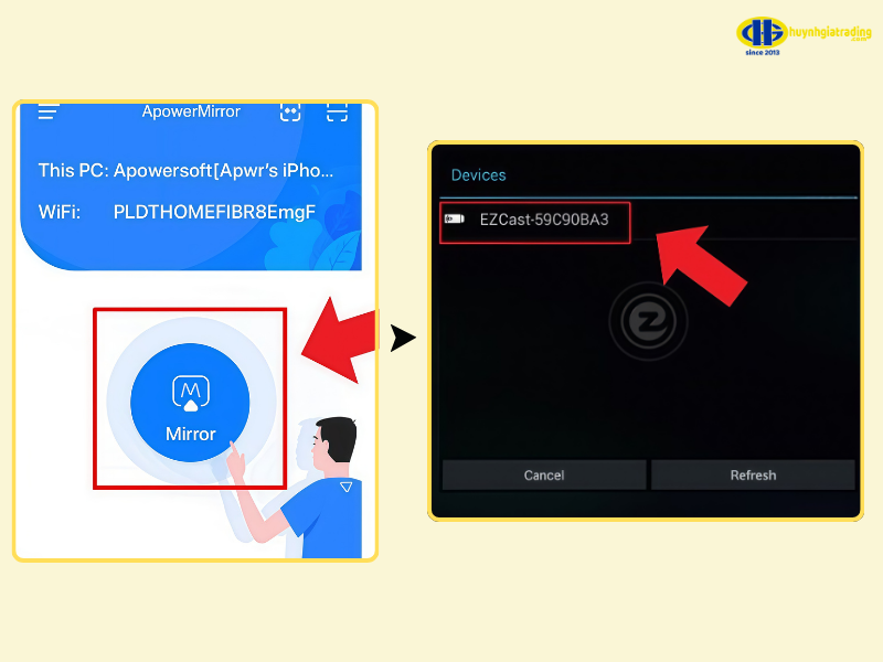 Kết nối điện thoại với máy chiếu qua ứng dụng ApowerMirror