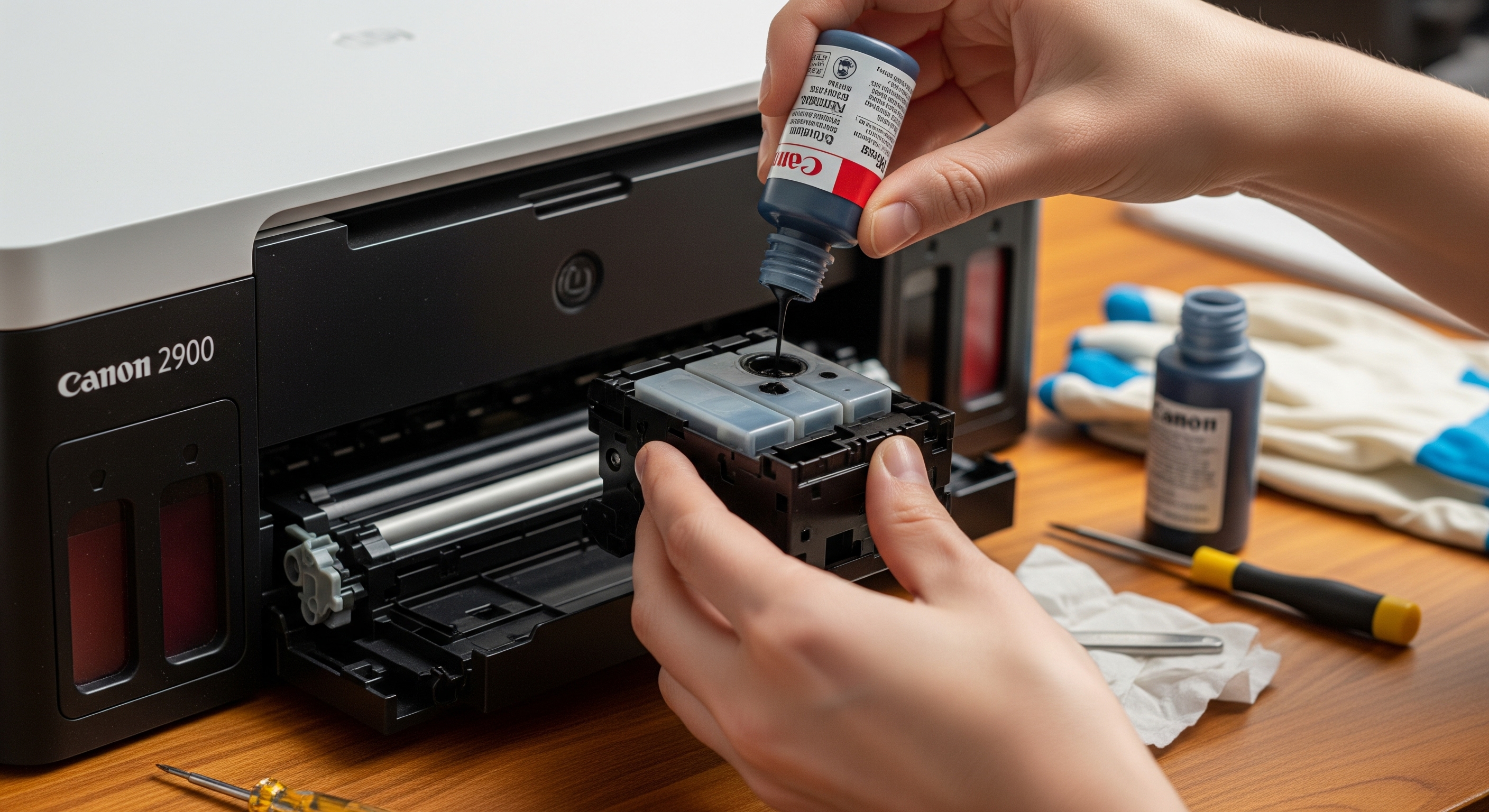 Lưu ý khi đổ mực máy in Canon 2900 hiệu quả tại nhà