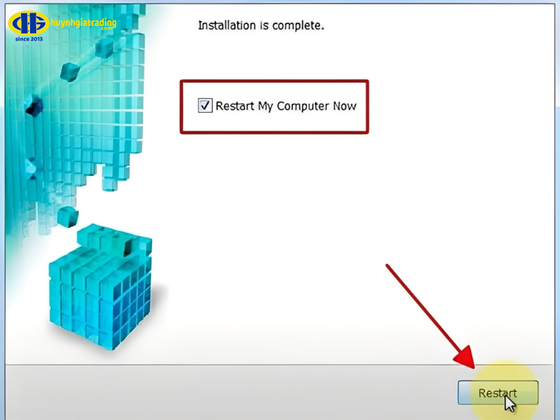 Bước 5: Hoàn tất và khởi động lại máy tính