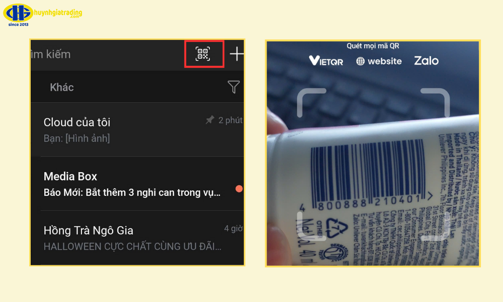 Cách quét mã vạch sản phẩm bằng Zalo