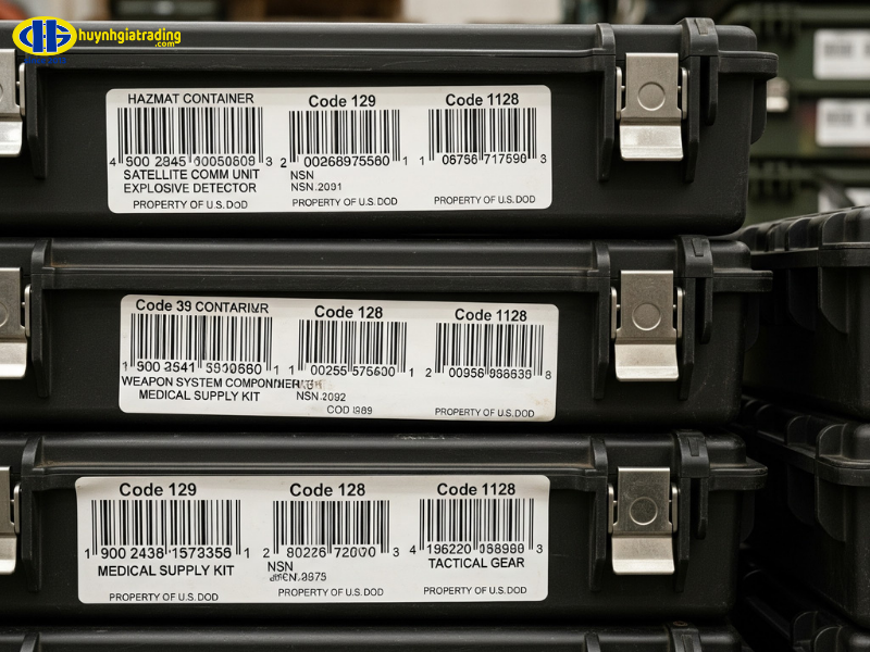 Với mã vạch đặc biệt của Bộ Quốc Phòng Mỹ (Code 39, Code 128)