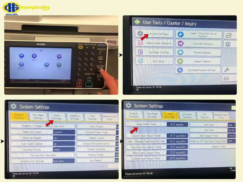 Cài đặt tiết kiệm năng lượng và mực in