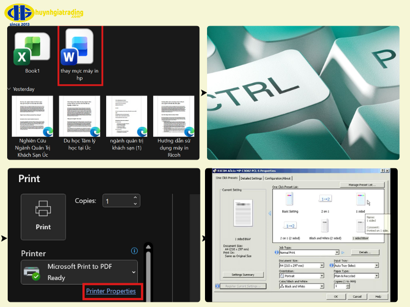 Bước 2: Thiết lập chế độ in