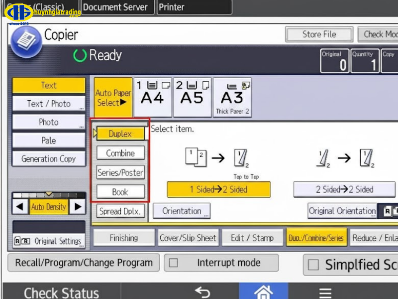 Bước 3: Sử dụng tính năng Duplex/Combine/Series