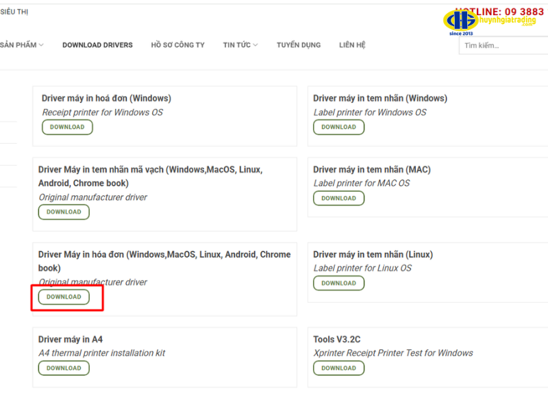 Bước 2: Cài Driver máy in