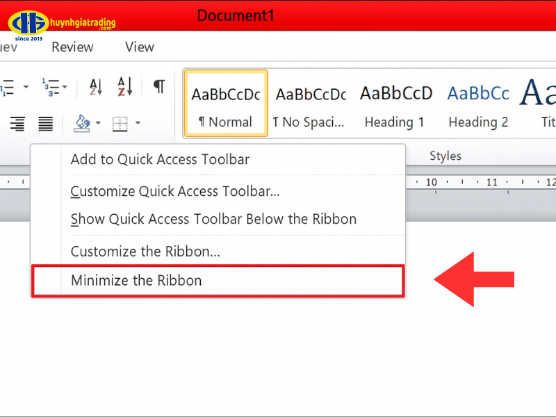 Cách hiện thanh công cụ trong Word 2010, 2007