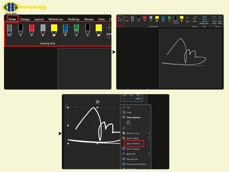 Cách tạo chữ ký trong Word bằng bút vẽ