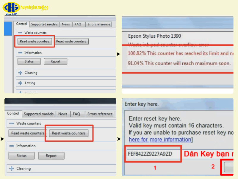 WIC Reset Utility là phần mềm reset cho Epson và một số Canon