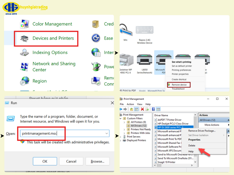 Reset máy in qua cài đặt máy tính (Control Panel)