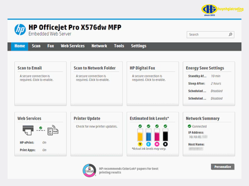 Phương pháp 2: Điều chỉnh thông qua Máy chủ Web Nhúng (HP Embedded Web Server - EWS)