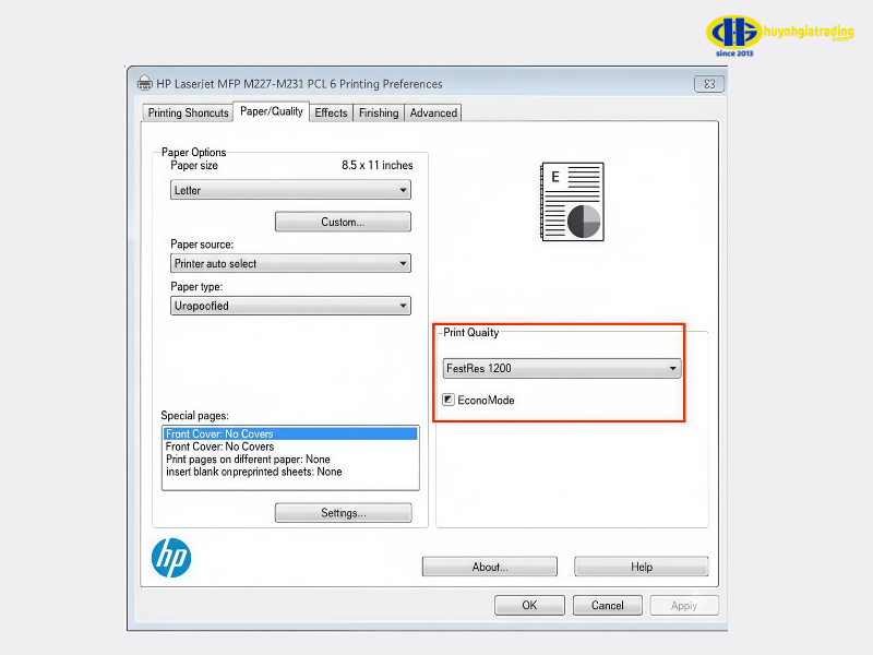 Phương pháp 1: Kích hoạt EconoMode qua Trình điều khiển In (Print Driver)