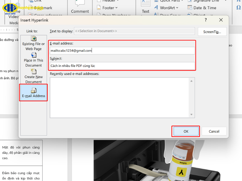 Tạo liên kết đến một Địa chỉ Email (Email Link)