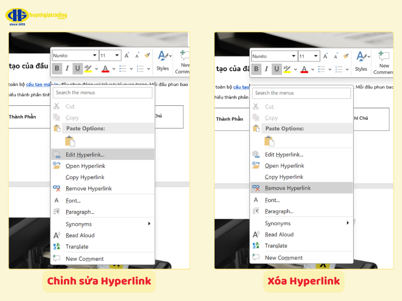 Cách chỉnh sửa và xóa bỏ liên kết đã tạo trong Word
