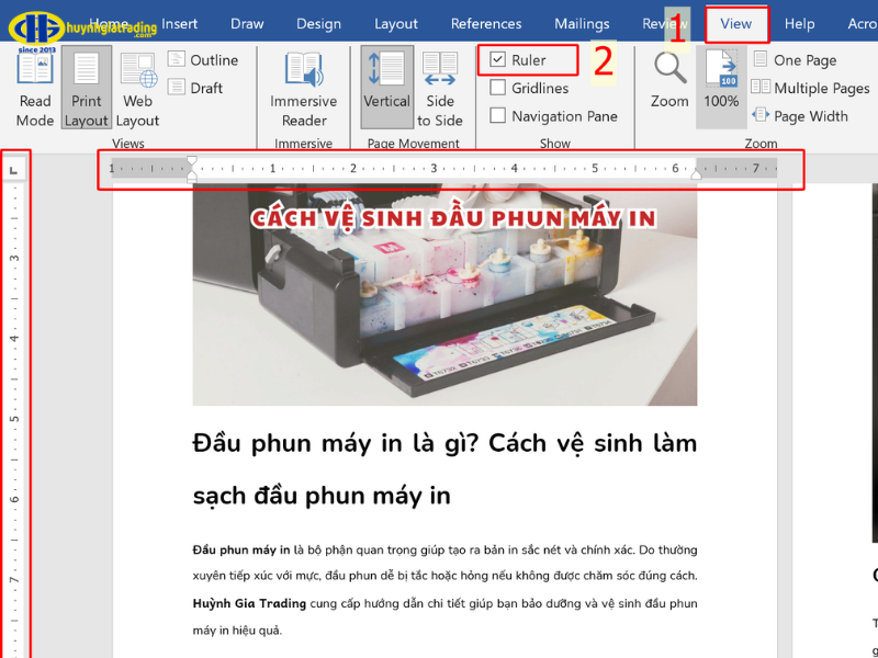 Cách hiển thị thước trong Word trên Windows Bật/Tắt Ruler bằng thẻ