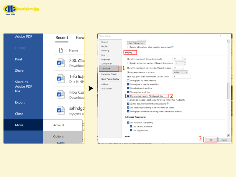 Khắc phục lỗi: Thước dọc (Vertical Ruler) không hiển thị