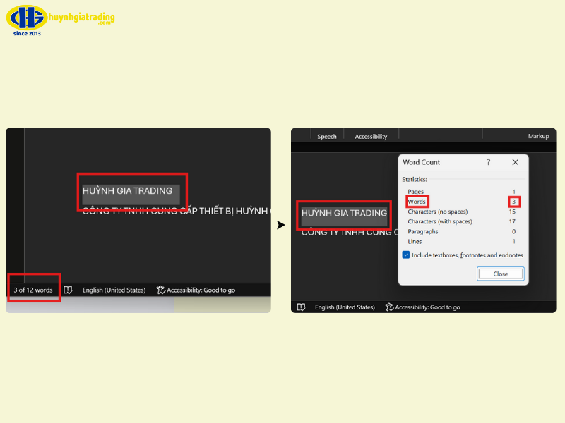 Cách đếm số từ/ký tự trong một vùng (Đoạn) bất kỳ