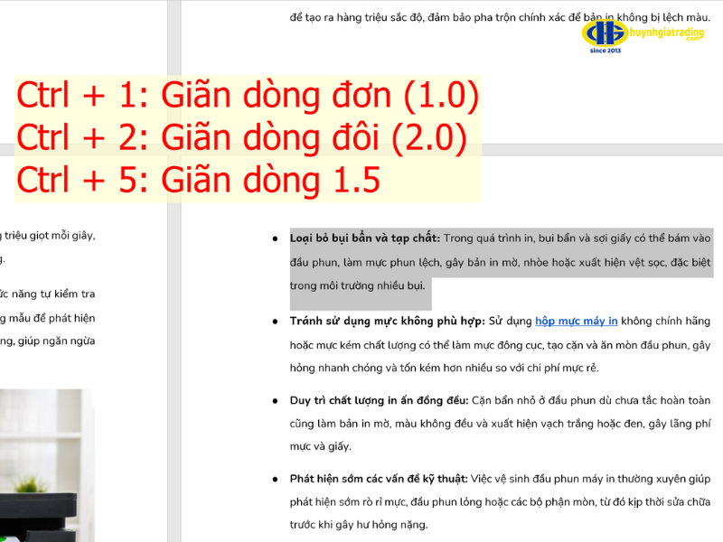 Cách giãn dòng bằng tổ hợp phím tắt