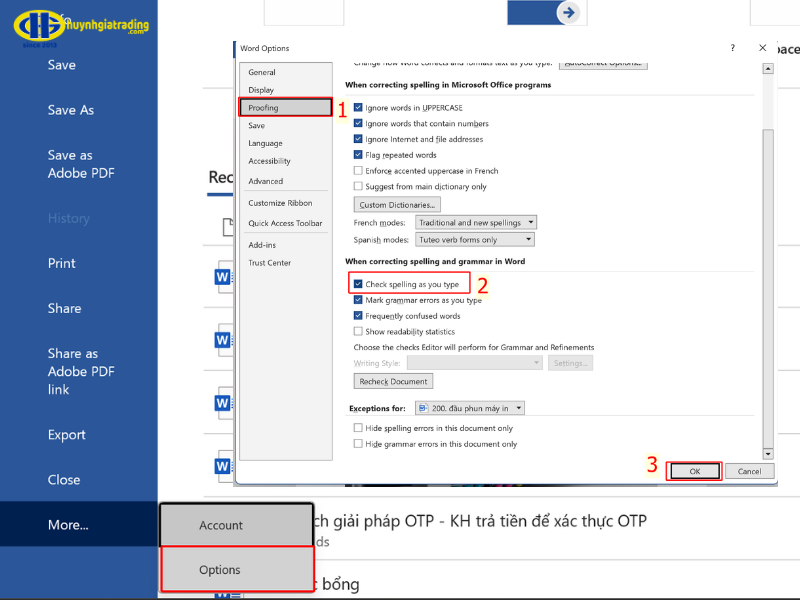 Cách bật/tắt kiểm tra chính tả cho toàn bộ file