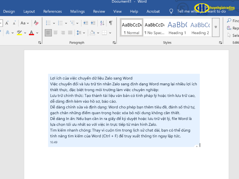 Cách 3: Chụp màn hình (Screenshot) và chèn vào Word