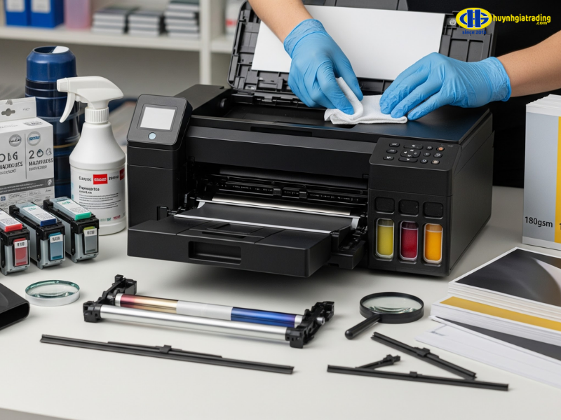 Cách bảo dưỡng thiết bị và chọn vật tư in ấn tránh file in bị đen