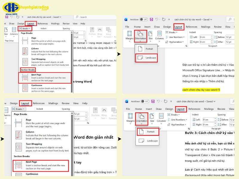 Cách in ngang một trang bất kỳ trong Word