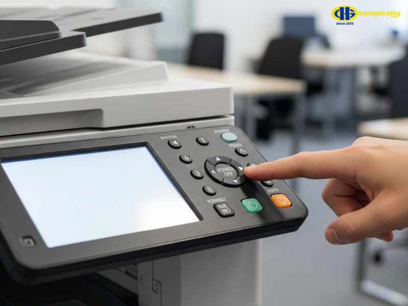 Khởi động máy photocopy