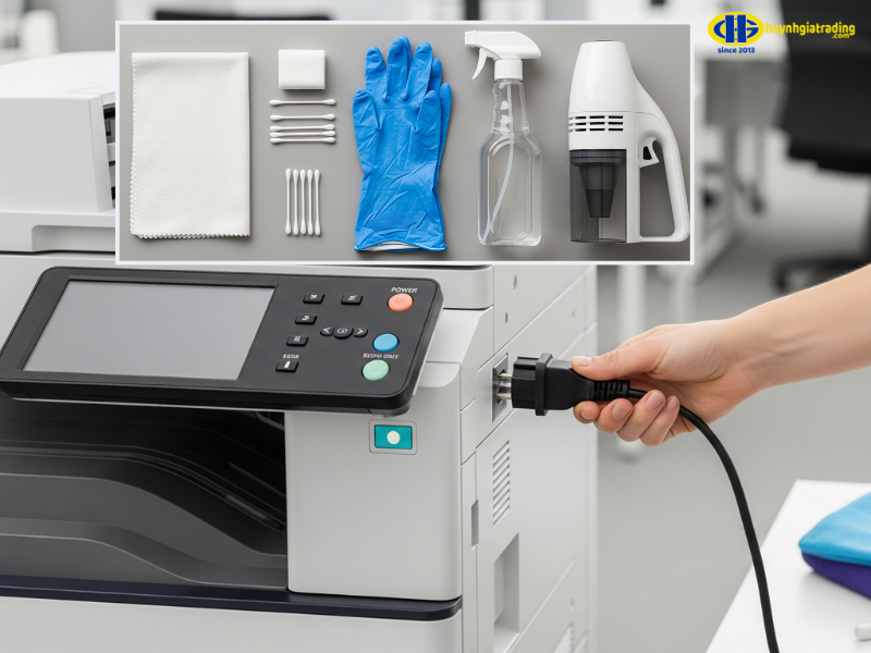 Các bước chuẩn bị trước khi vệ sinh máy Photocopy