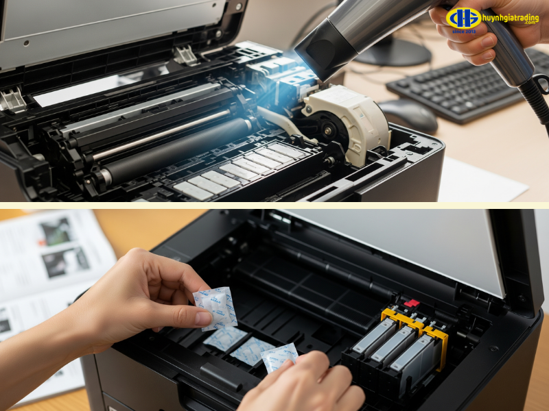 Loại bỏ độ ẩm bên trong máy in