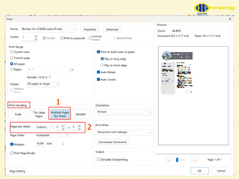 Cách in 2 trang trên 1 mặt giấy A4 trong PDF