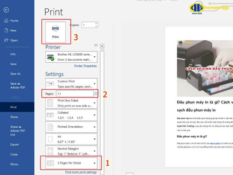 Cách in 2 trang A5 trên 1 mặt giấy A4 nhanh