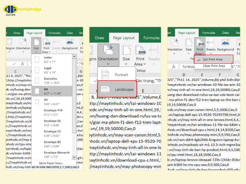 Cách in 2 trang A5 trên 1 mặt giấy A4 trong Excel