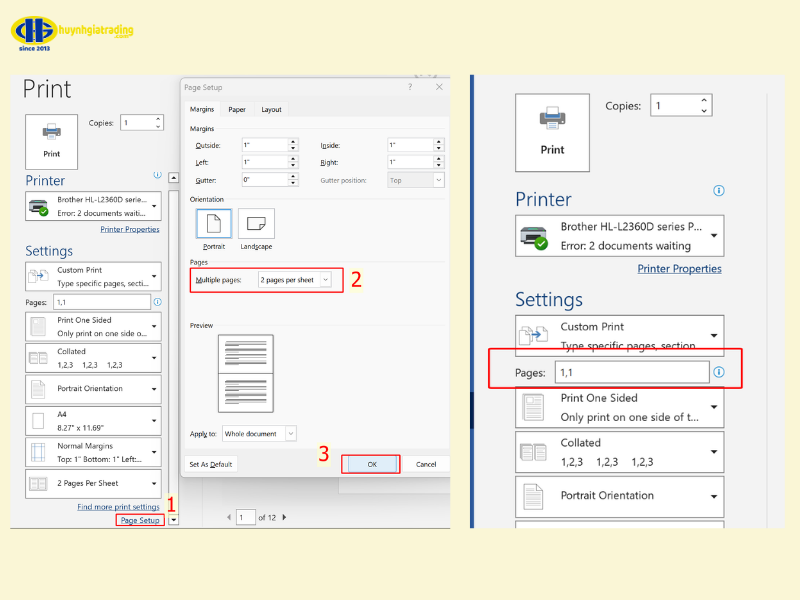 Hướng dẫn chi tiết cách in 2 trang A5 trên 1 mặt giấy A4 trong Word