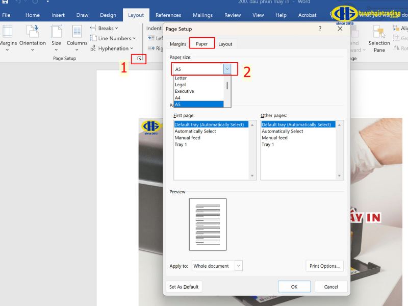 Cách in giấy A5 trên máy Canon 2900