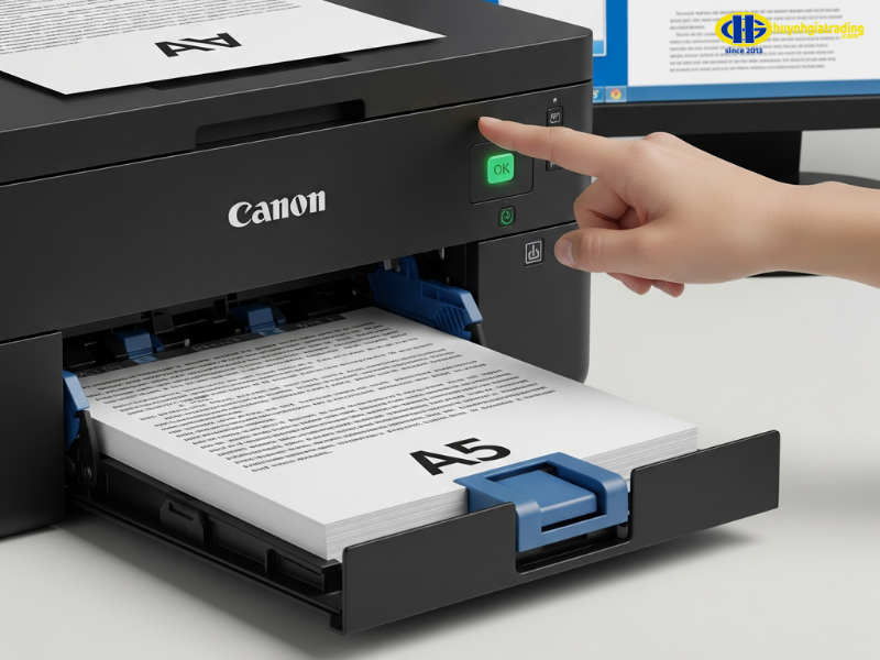 Cách in giấy A5 trên máy Canon 3300