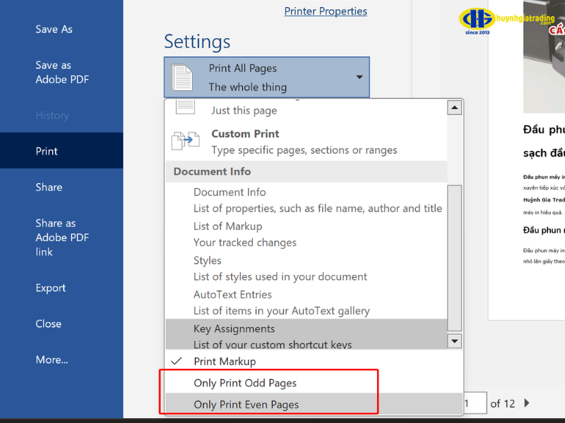 Odd và Even page là gì?