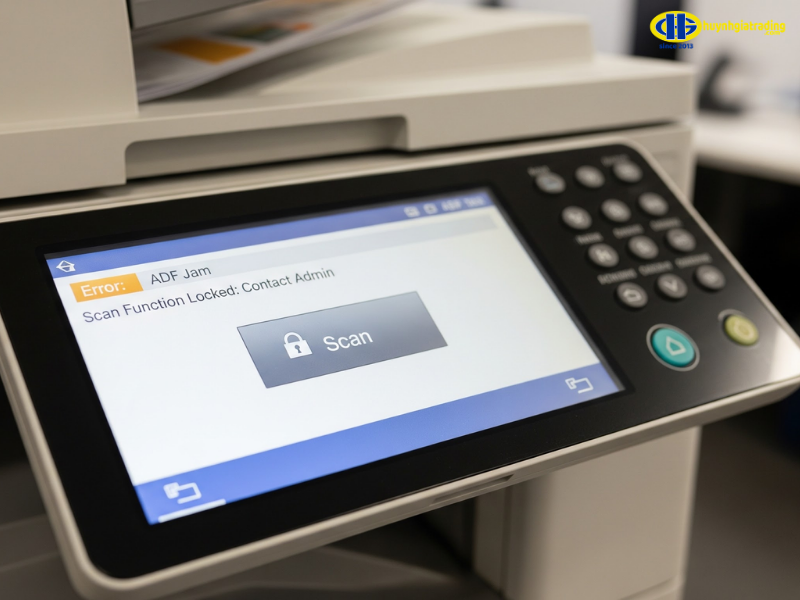 Máy photocopy không scan được hoặc nút Scan bị khóa