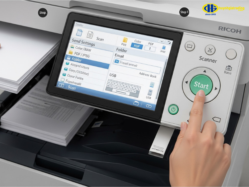 Cách scan trên máy photocopy Ricoh