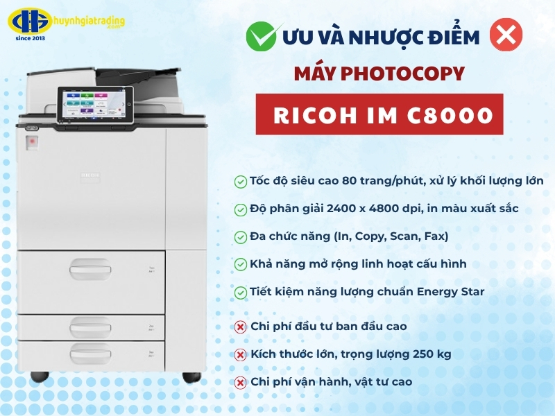 Ưu điểm và hạn chế của máy photocopy Ricoh IM C8000