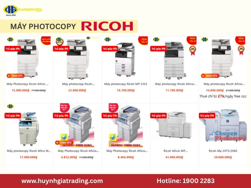 Máy photocopy Ricoh giá rẻ, dành cho văn phòng và dịch vụ