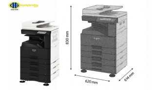 Kích thước máy photocopy của các thương hiệu phổ biến, nổi tiếng hiện nay