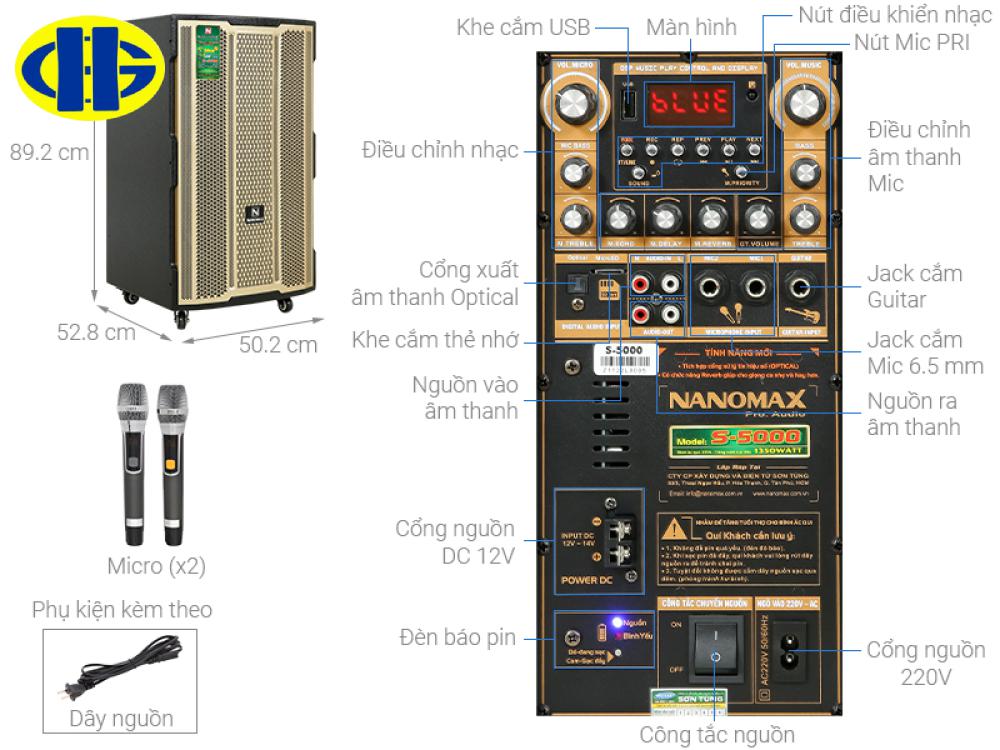 Loa kéo karaoke Nanomax X-2000 1100W