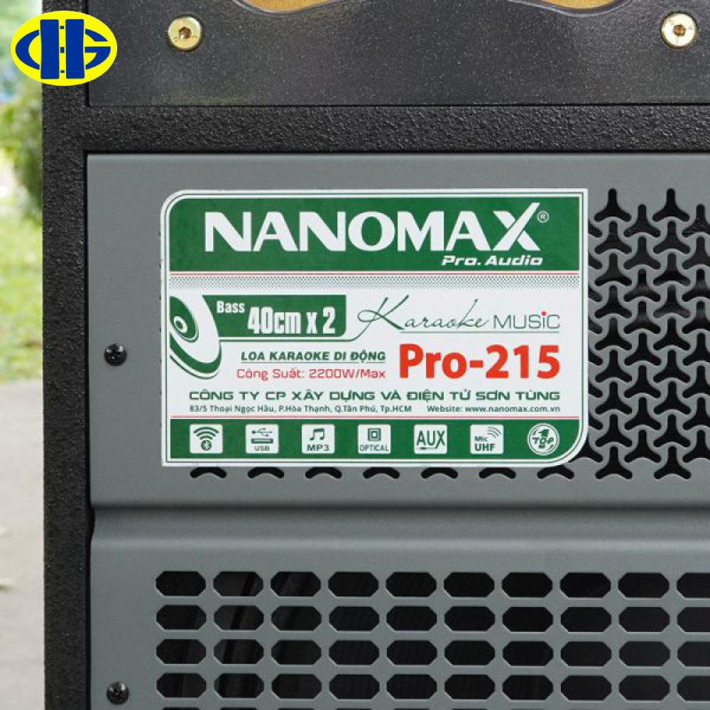 Loa Kéo Bình & Điện Nanomax Pro-215 Bass Đôi 40cm 2200w