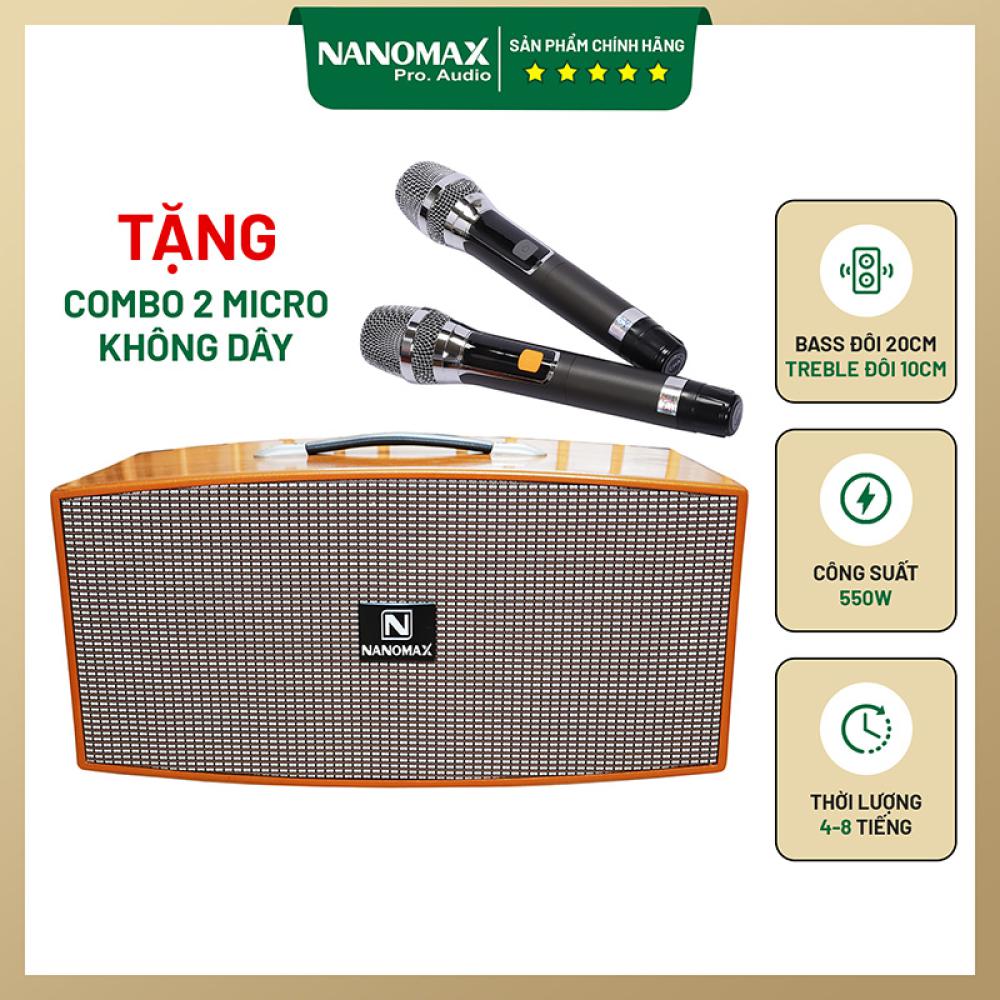 Loa Karaoke Xách Tay Nanomax TA-550 Bass Đôi 20cm 550w